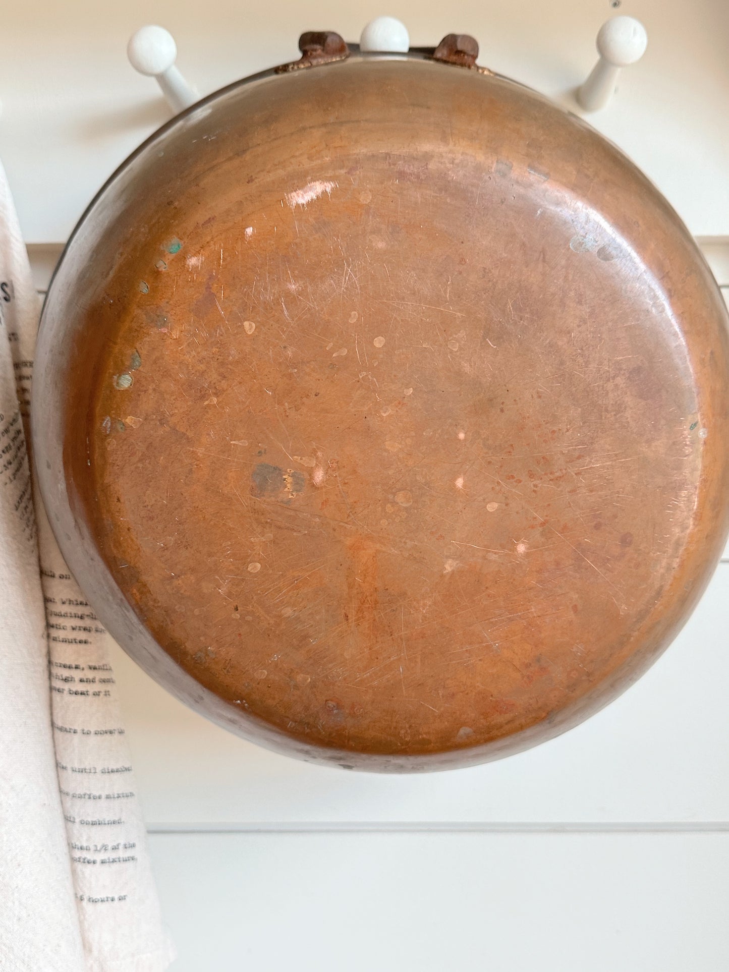 Antique Copper Mixing Bowl with Wrought Iron Handles, c. 1900