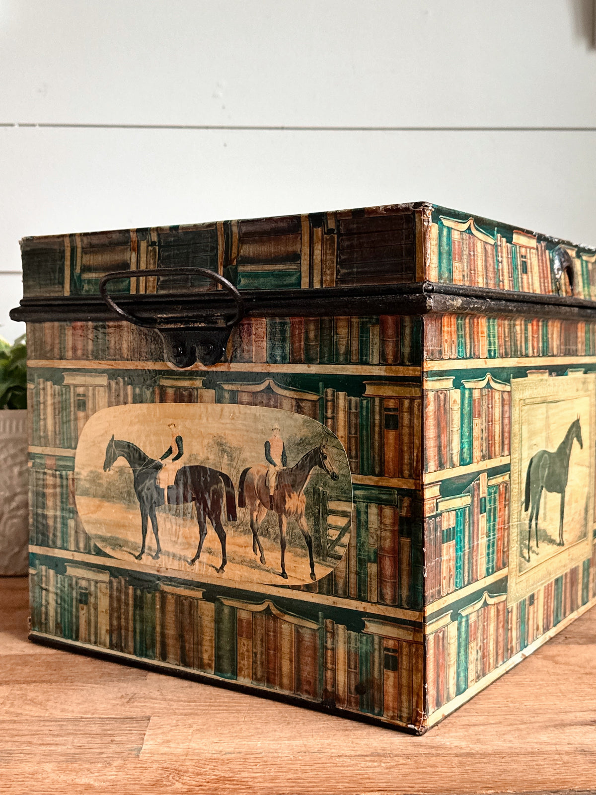 Vintage Equestrian Themed Iron Box