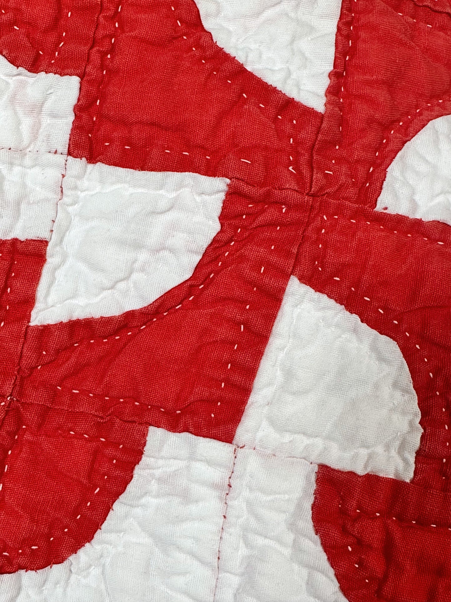 Vintage Hand Stitched Drunkards Path Quilt