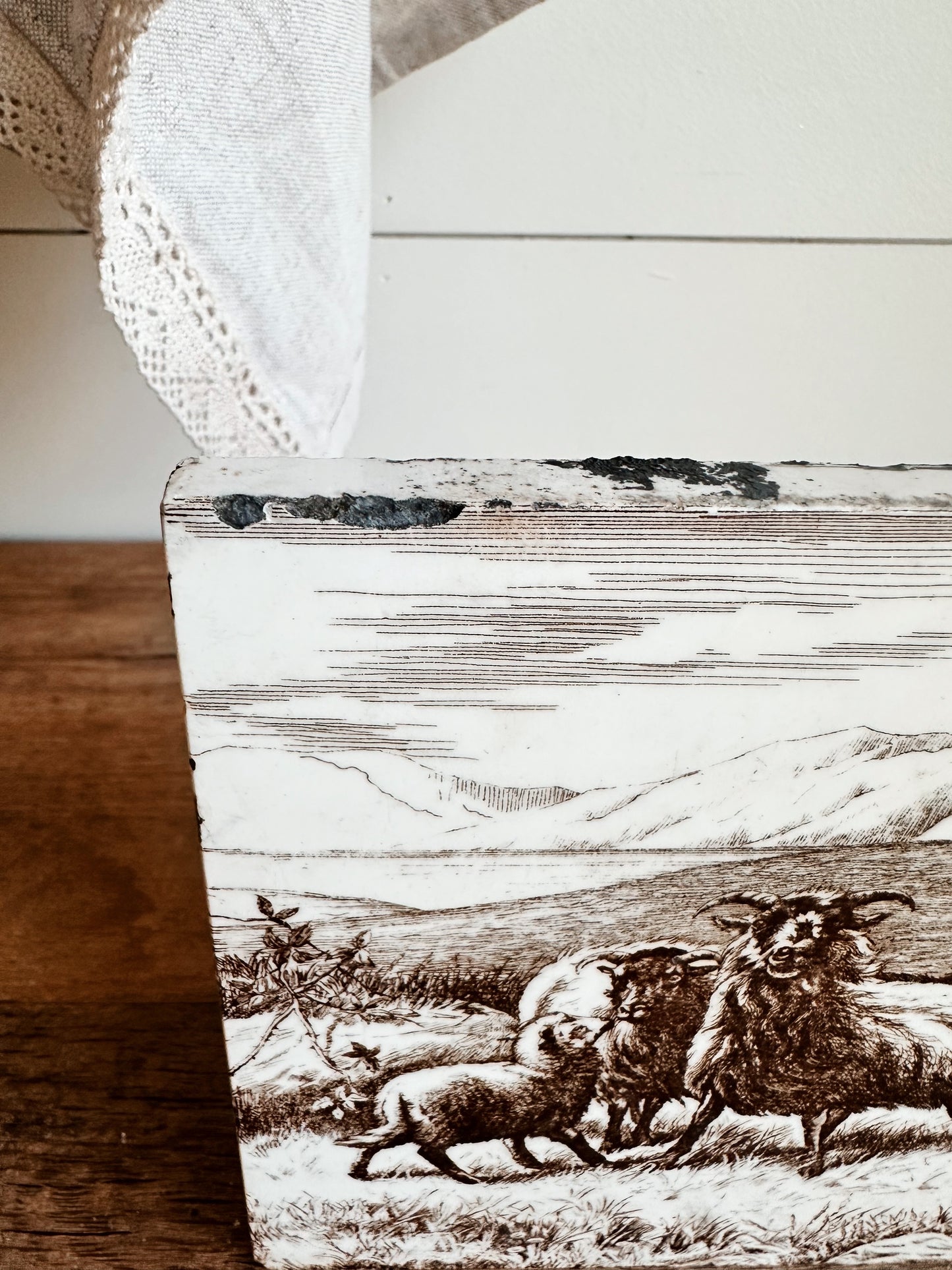 Antique MINTON William Wise Farm Animal Tile (goats)