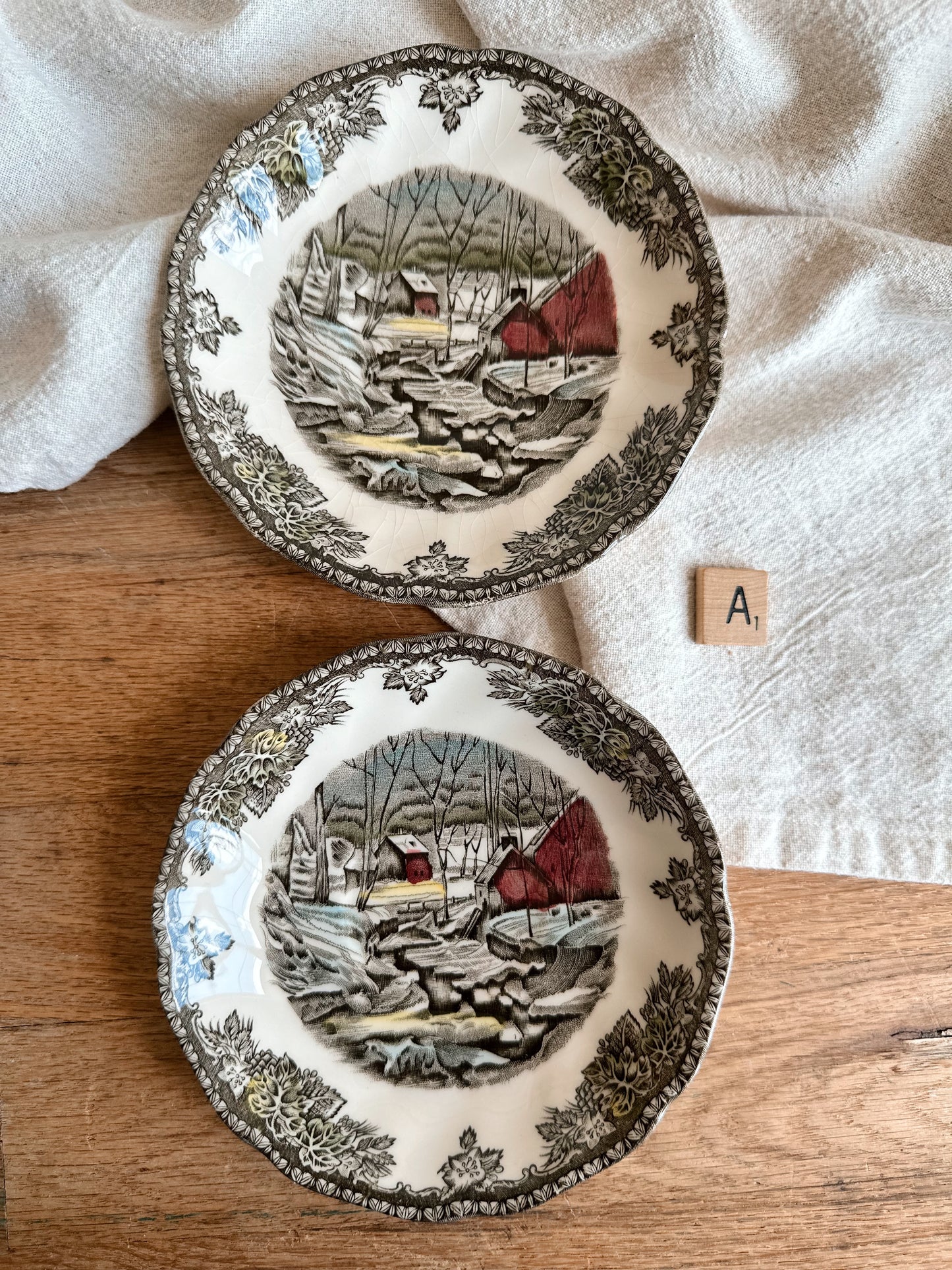 Pair of Johnson Brothers Transferware Saucers