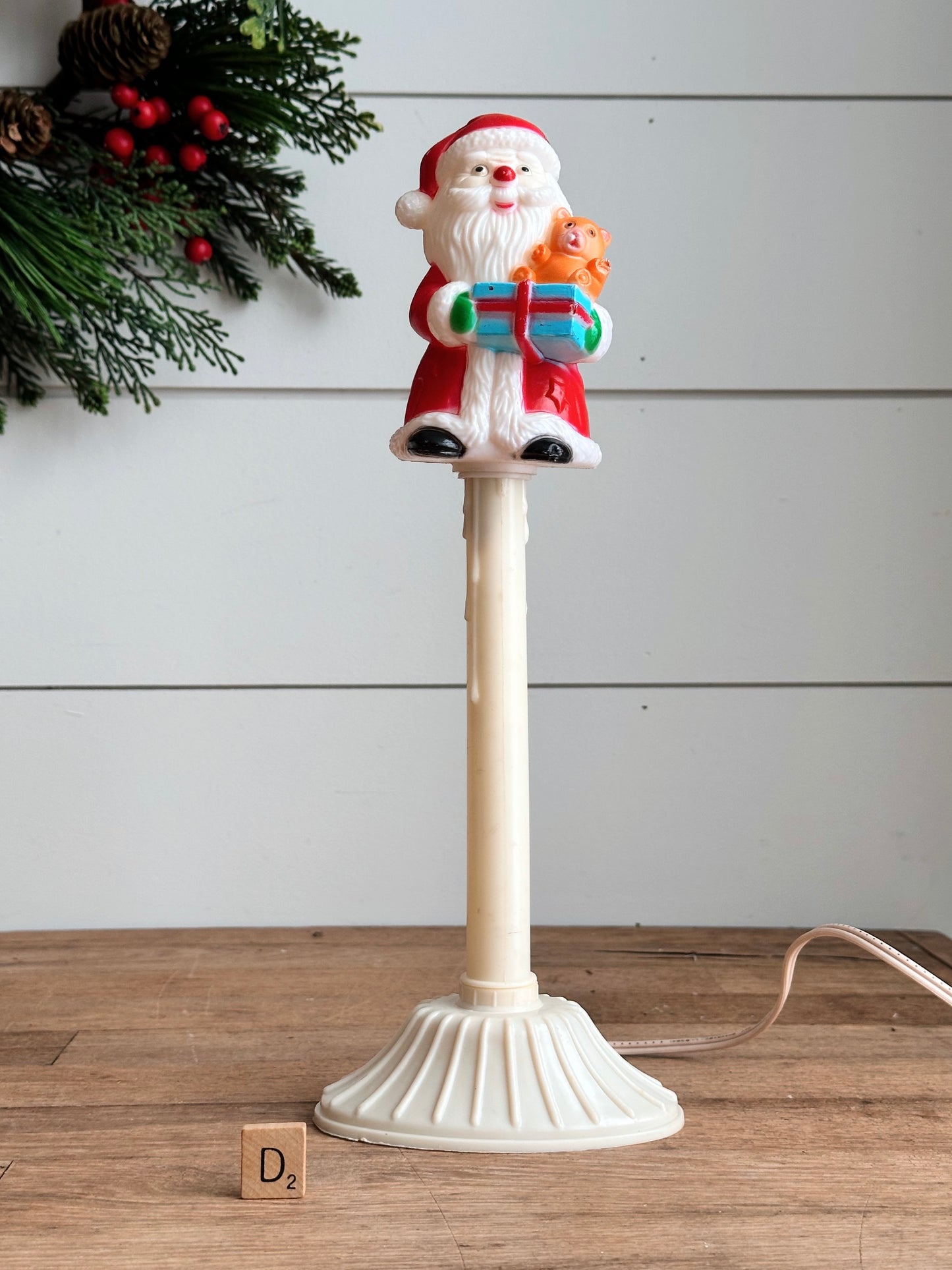 Rare Vintage Electric Santa Blow Mold Window Candle