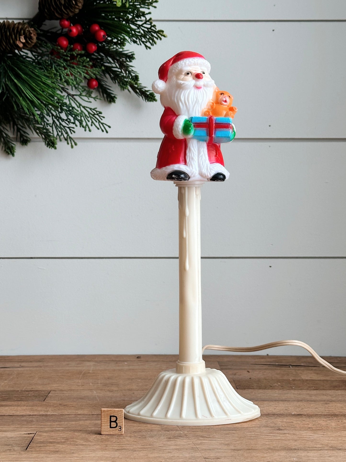 Rare Vintage Electric Santa Blow Mold Window Candle