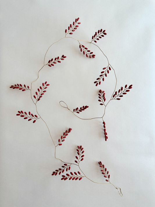 Red Beaded Leaf Garland