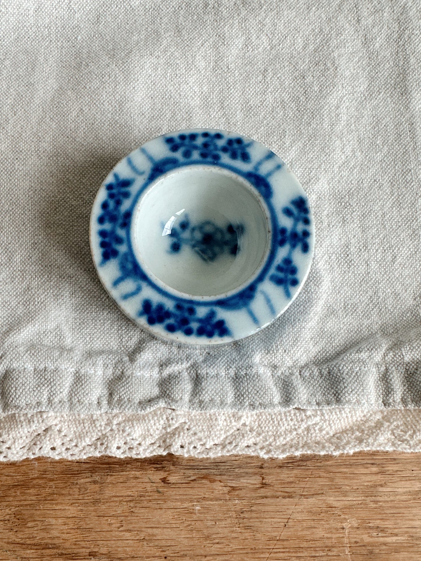 Antique English Onion Ware Salt Cellar