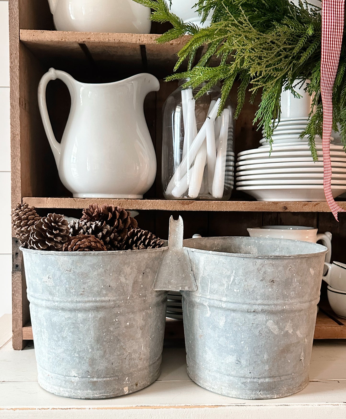 Vintage Double Galvanized Bucket