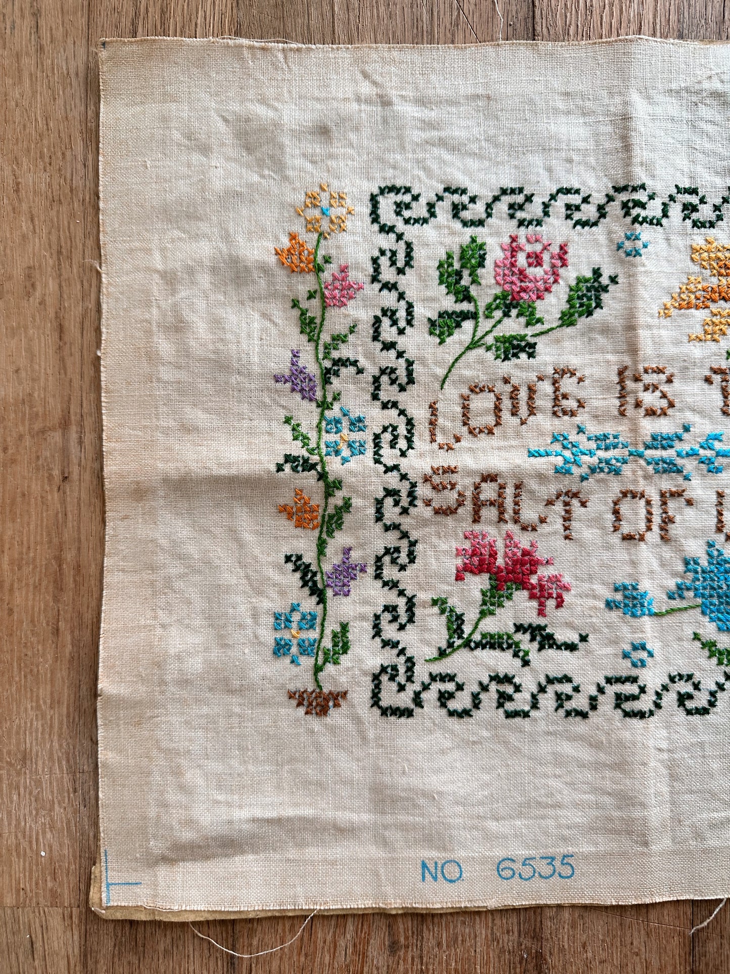 Vintage Cross Stitch on Linen
