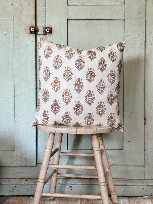 Pumpkin & Cream Block Print Pillow