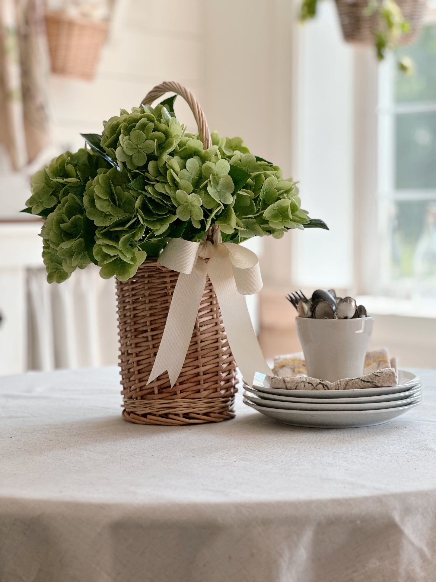 Natural Willow Flower Basket with Bow