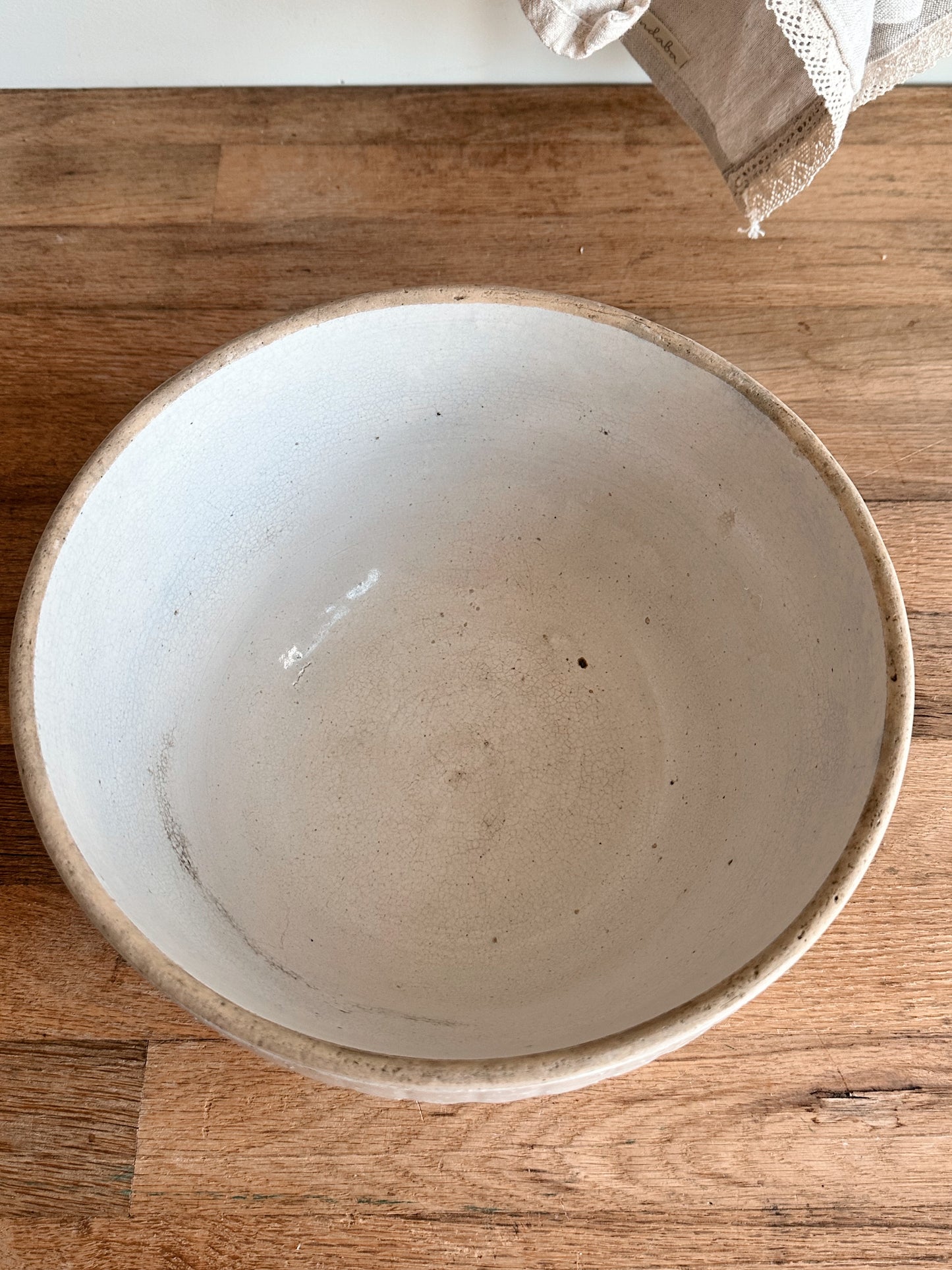 Large Vintage Picket Fence Stoneware Bowl