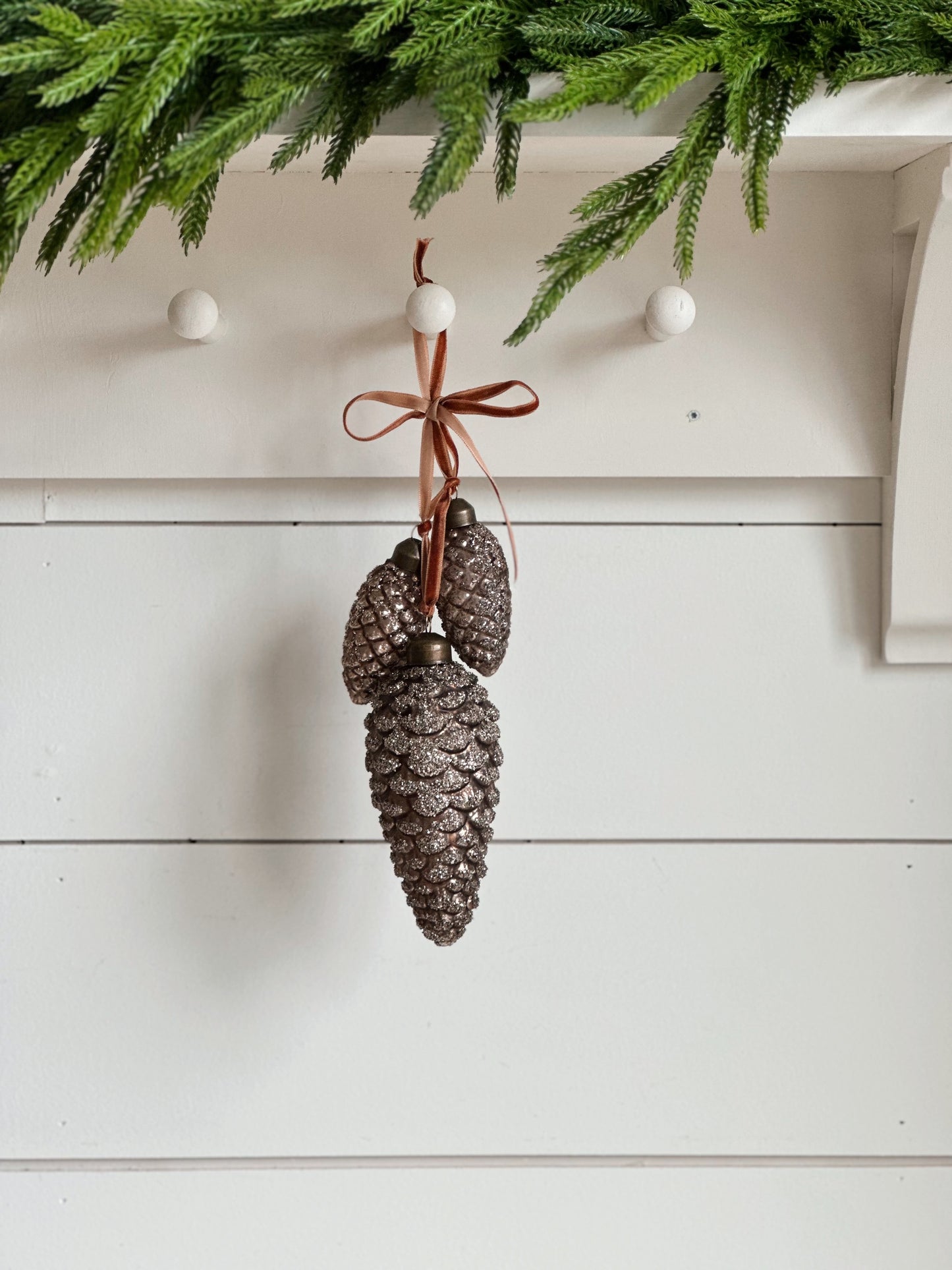 Glass Pinecone Ornament Cluster