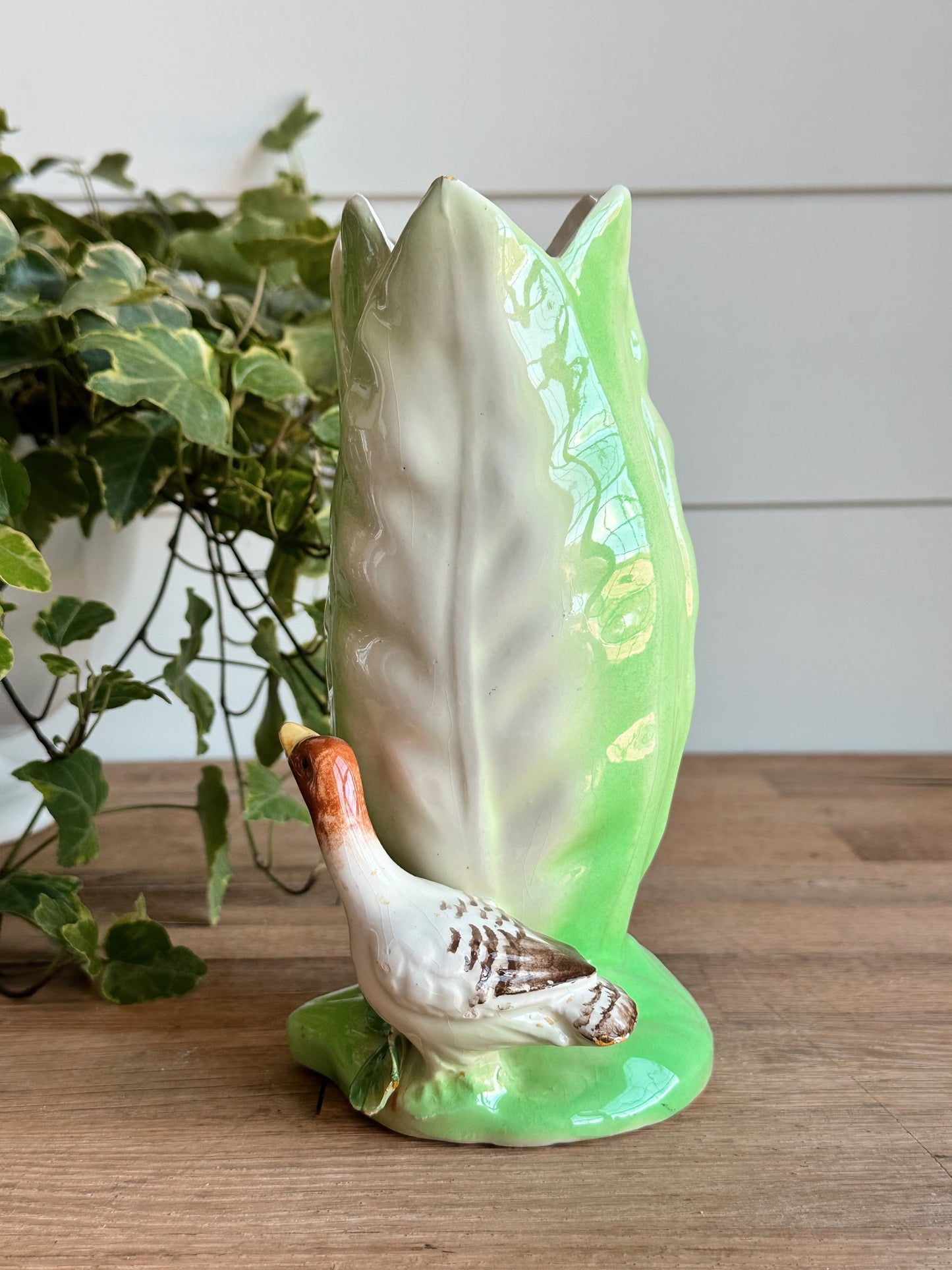 Vintage Hand Painted Duck Vase (Italy)