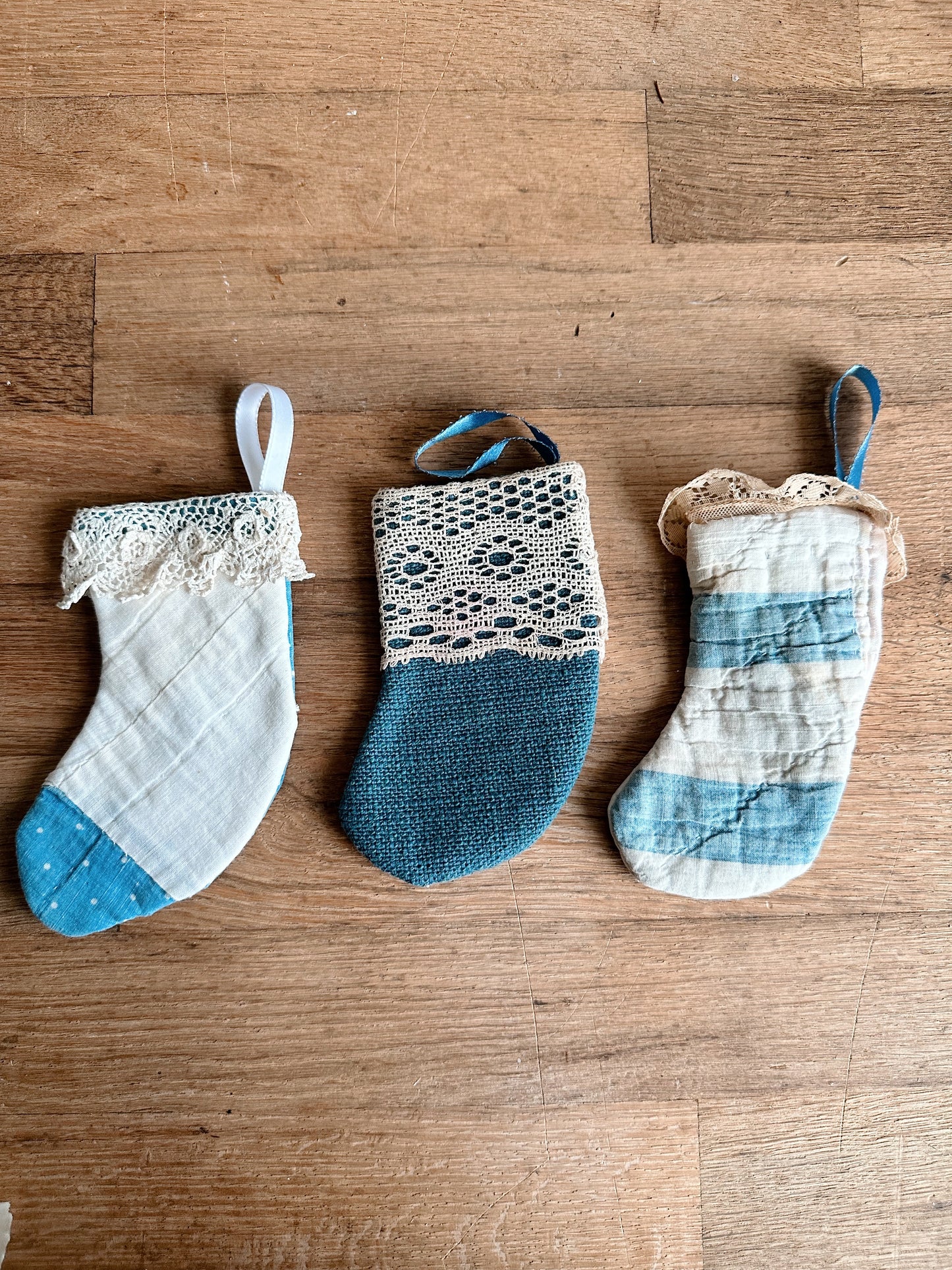 Three Petite Vintage Handmade Stockings