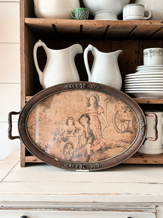 Unique Vintage Tapestry Tray