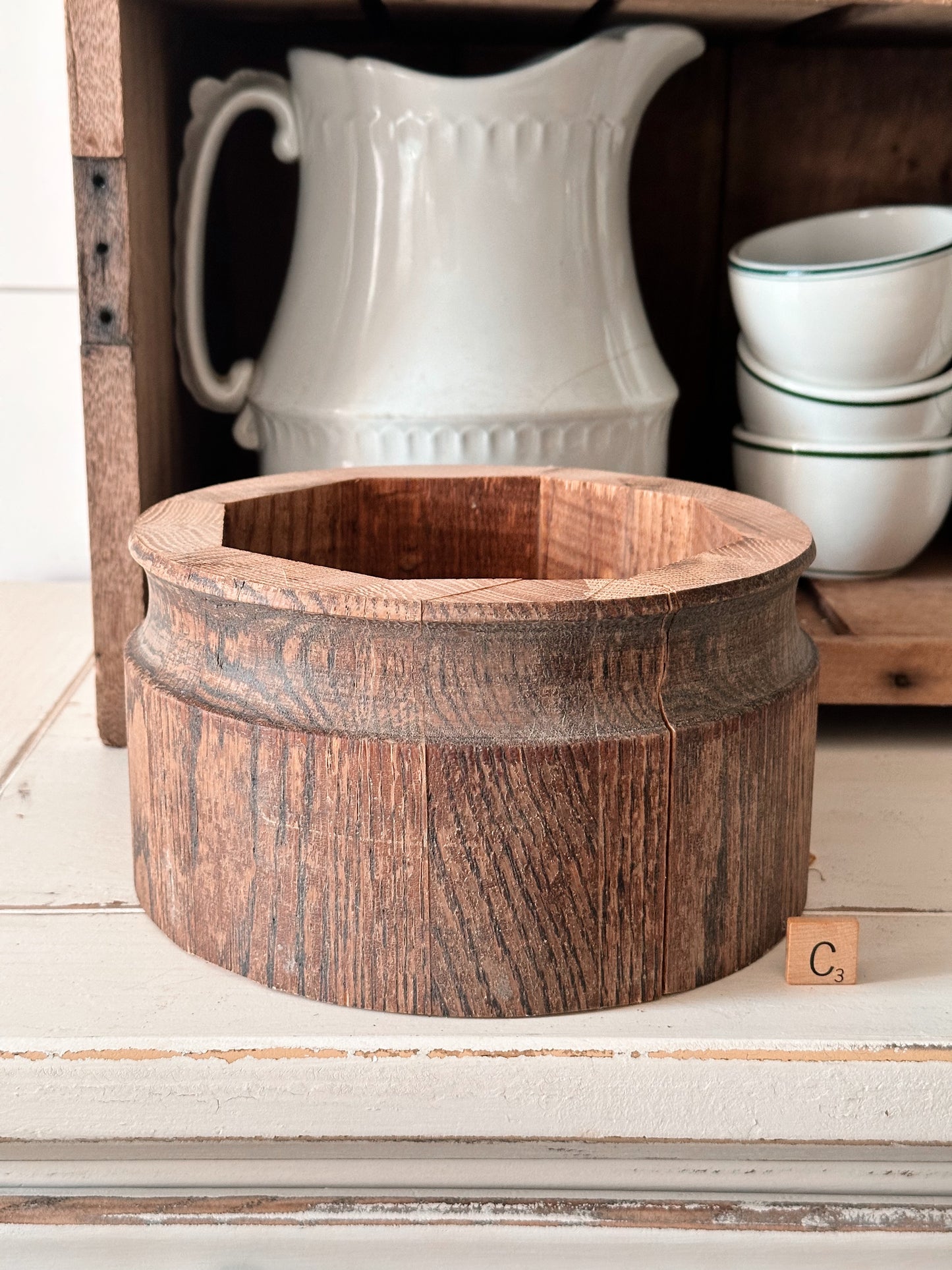 Salvaged Wood Riser, Plant Collar