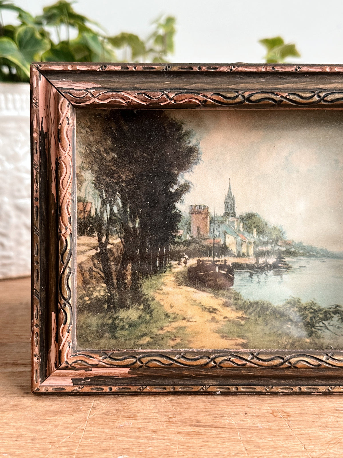 Vintage Framed Seaside Landscape