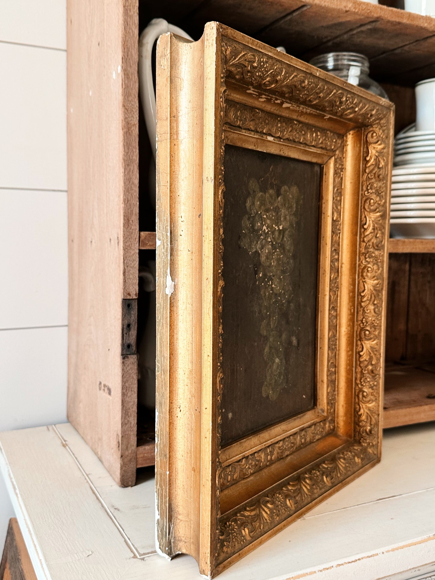 Original Antique Moody Painting of Grapes, Signed & Dated