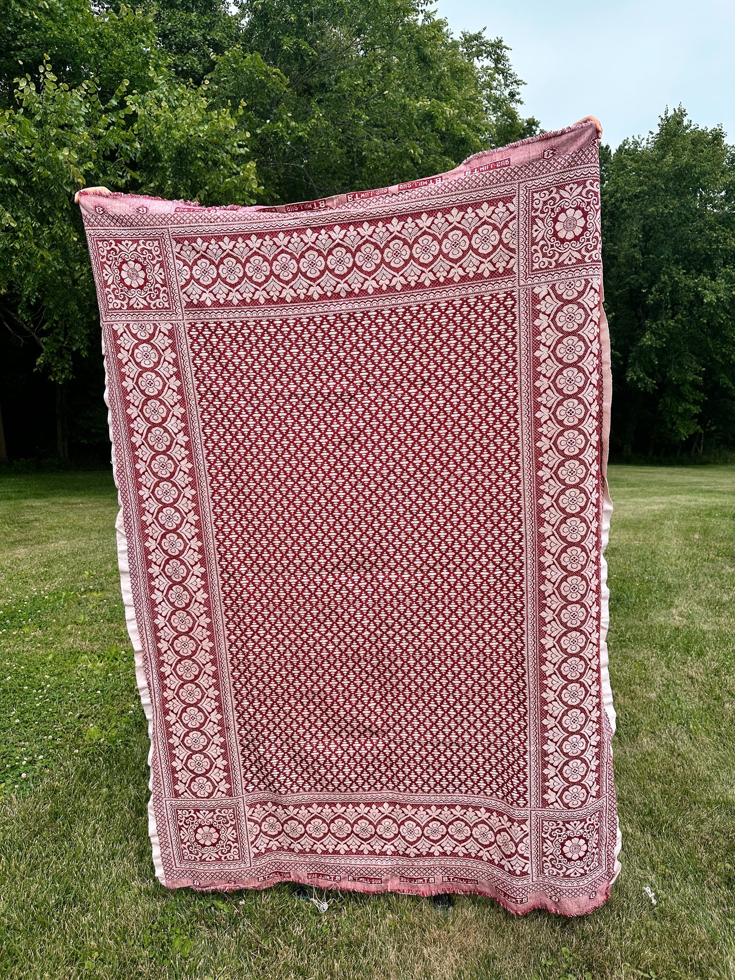 Vintage  Woven Jacquard Coverlet/Fabric