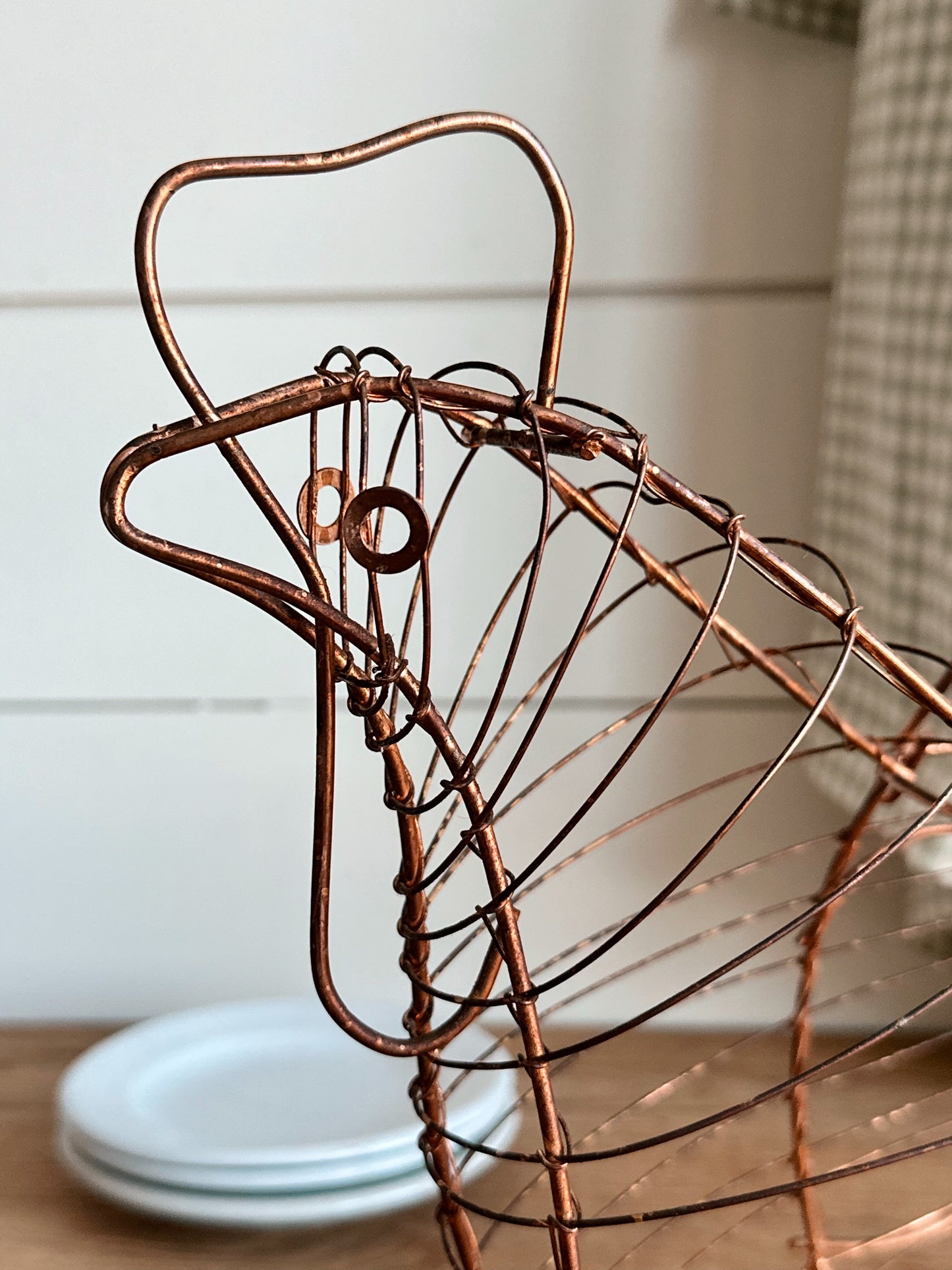 Vintage Copper Hen Egg Basket