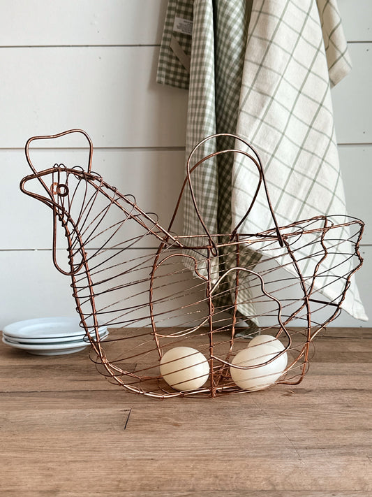 Vintage Copper Hen Egg Basket