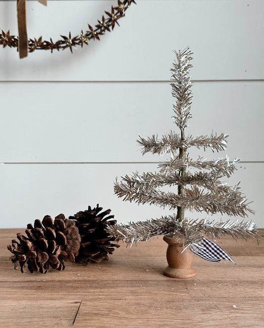 Vintage Wood Spool Tinsel Tree