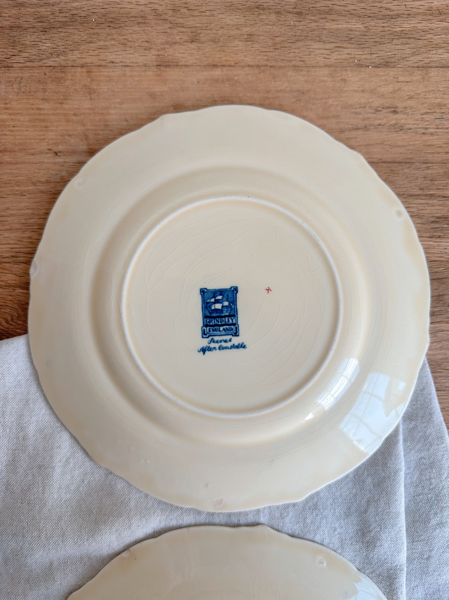 Pair of Antique Grindley Plates, Scenes After Constable