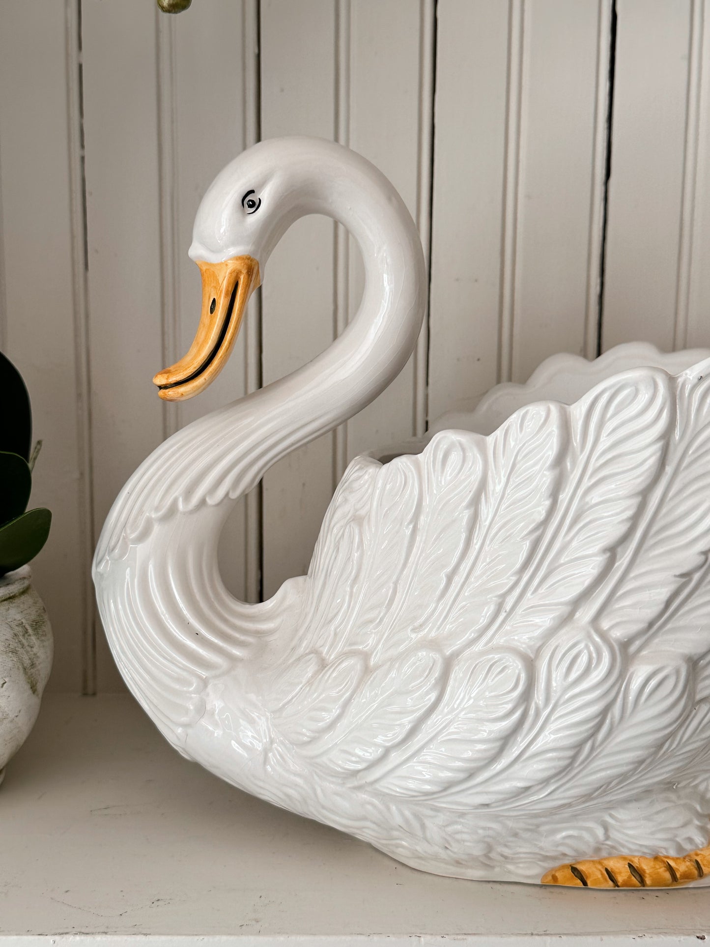 Large Vintage Swan Planter