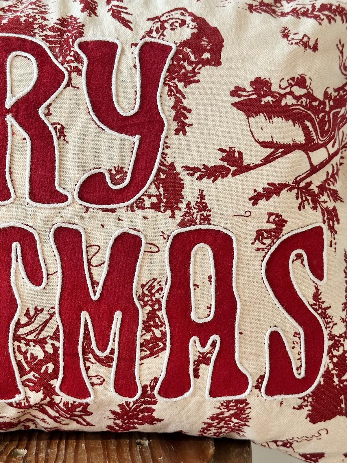 Merry Christmas Toile Pillow
