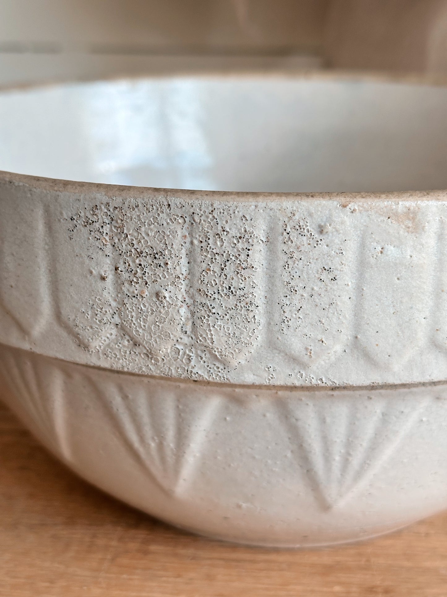 Large Vintage Picket Fence Stoneware Bowl