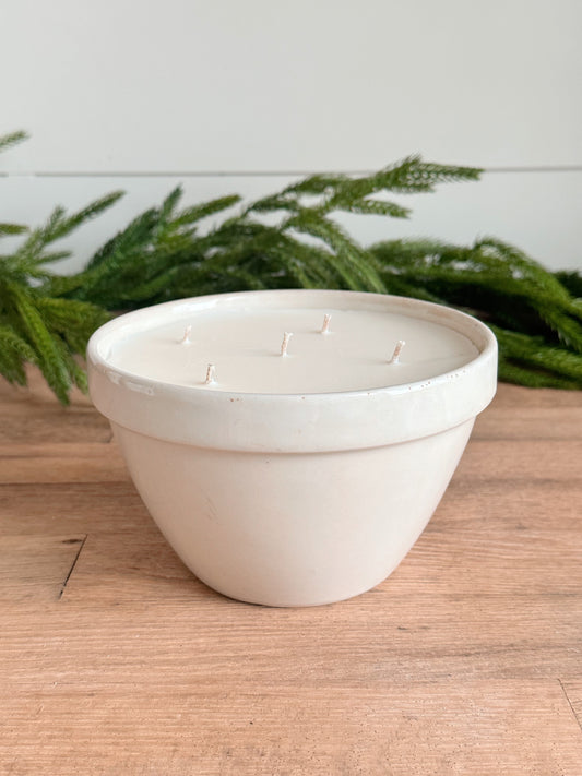 Hand Poured Cozy Christmas Candle in a Vintage English Pudding Bowl