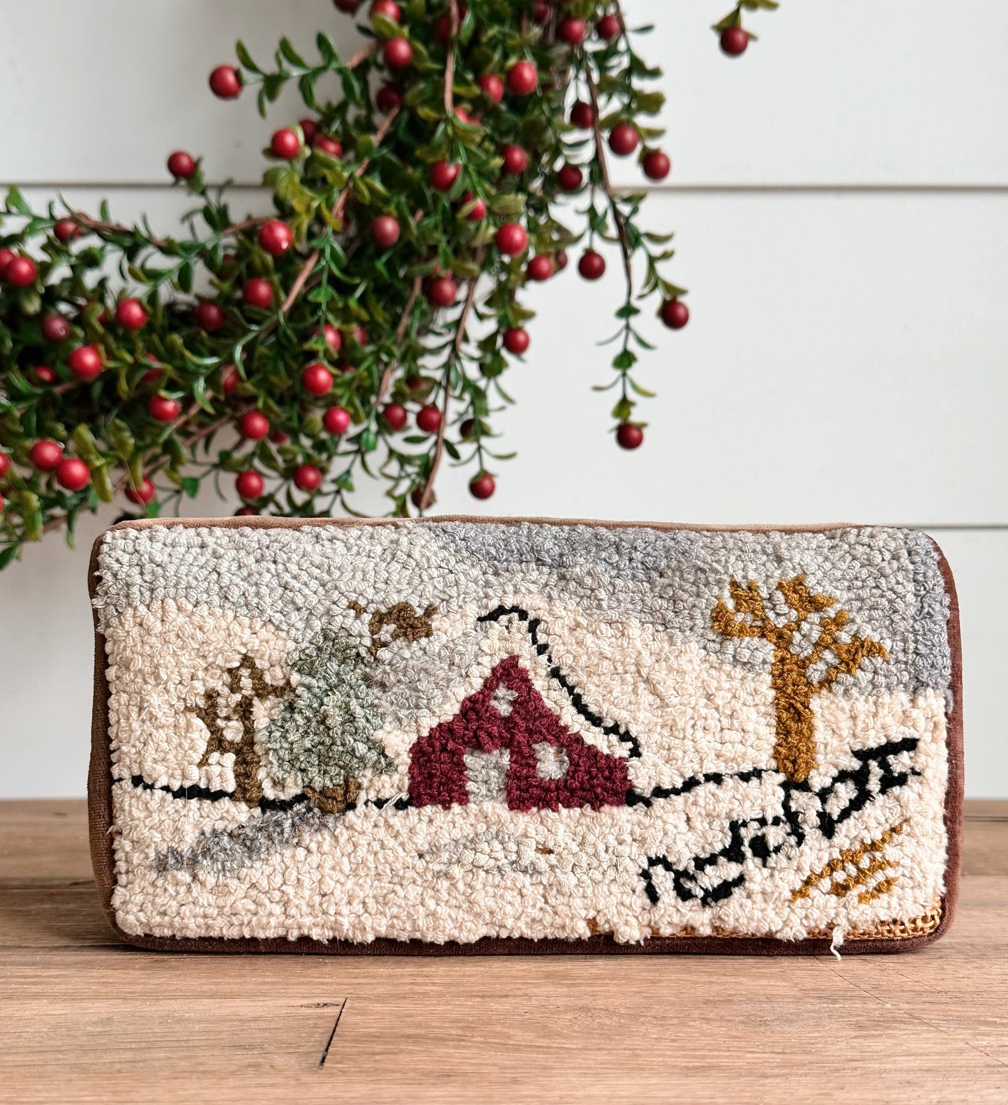 Vintage Hooked and Velvet Covered Brick Door Stop