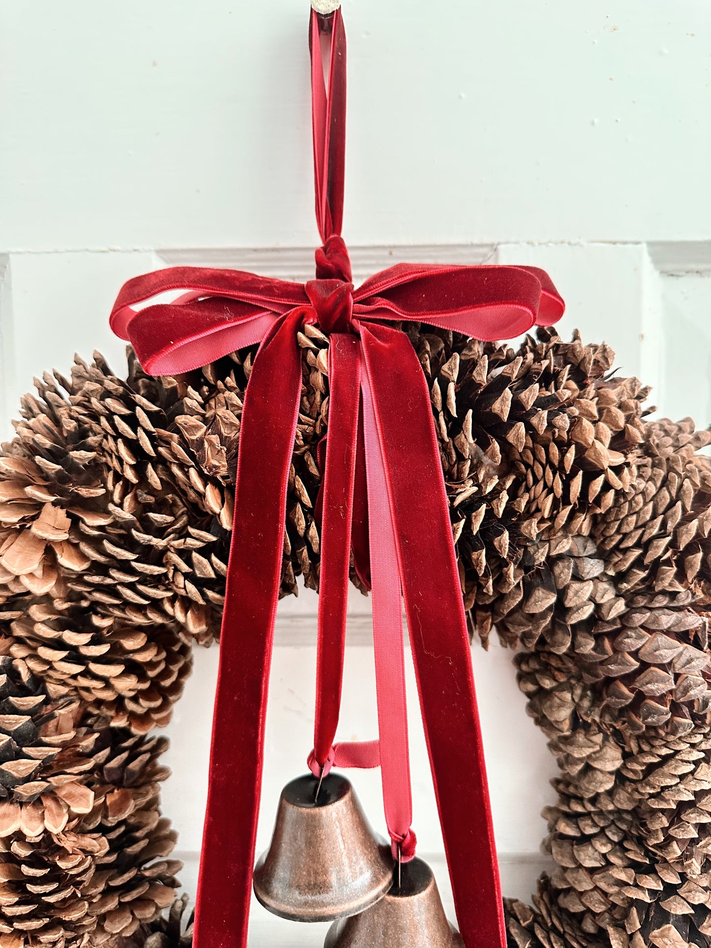 Pinecone Wreath with Bells (large)