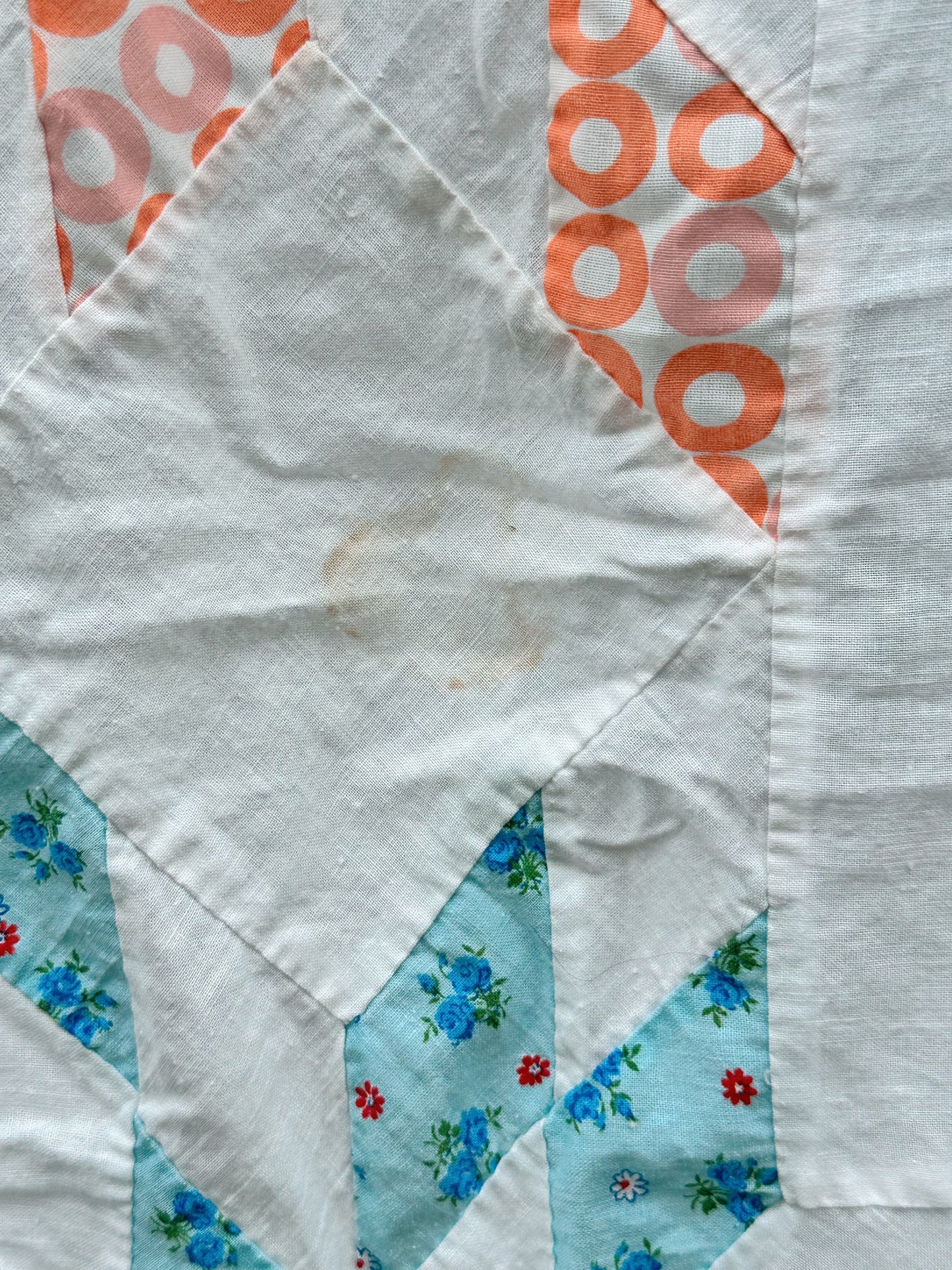 Vintage 1940s Hand-Pieced Star Quilt Top