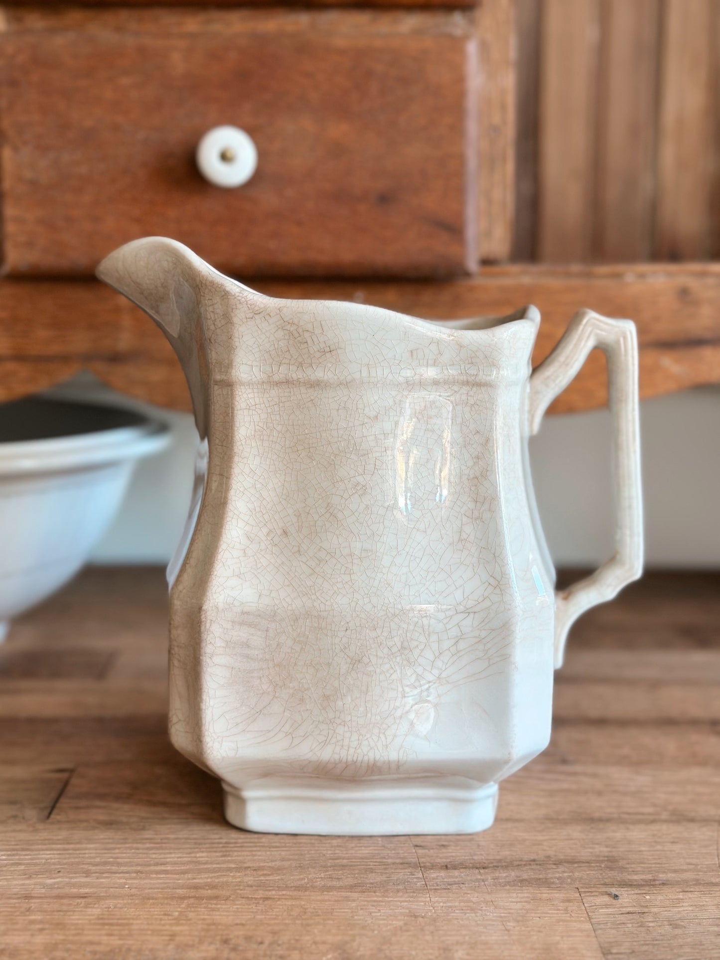 Beautifully Stained J&G Meakin Ironstone Pitcher