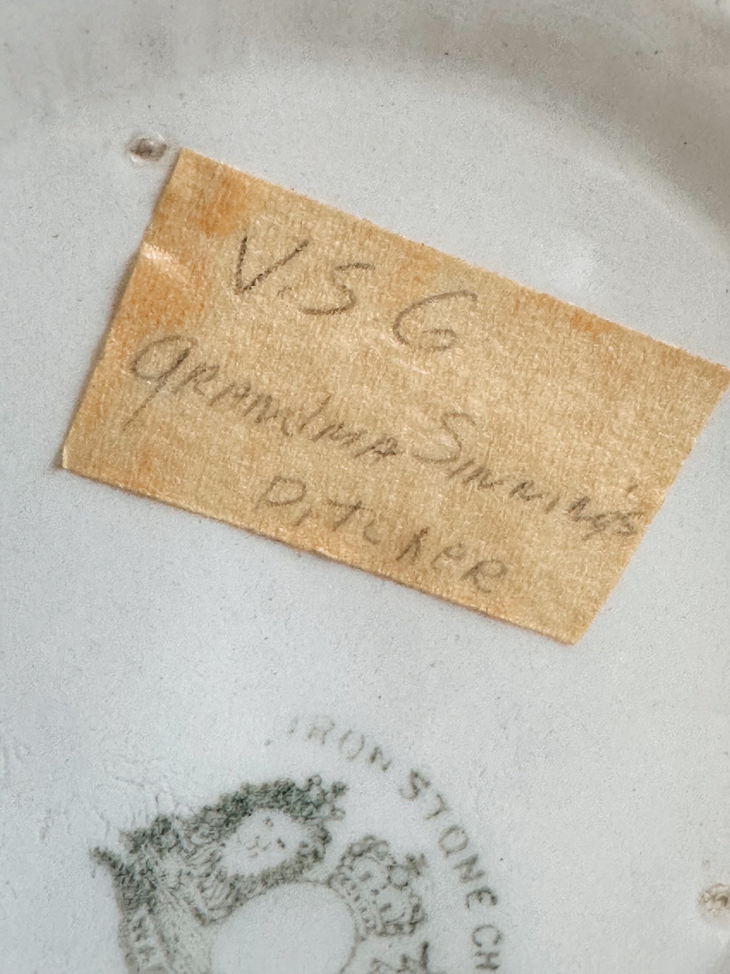 Vintage Ironstone Milk Pitcher (with special note on the bottom)