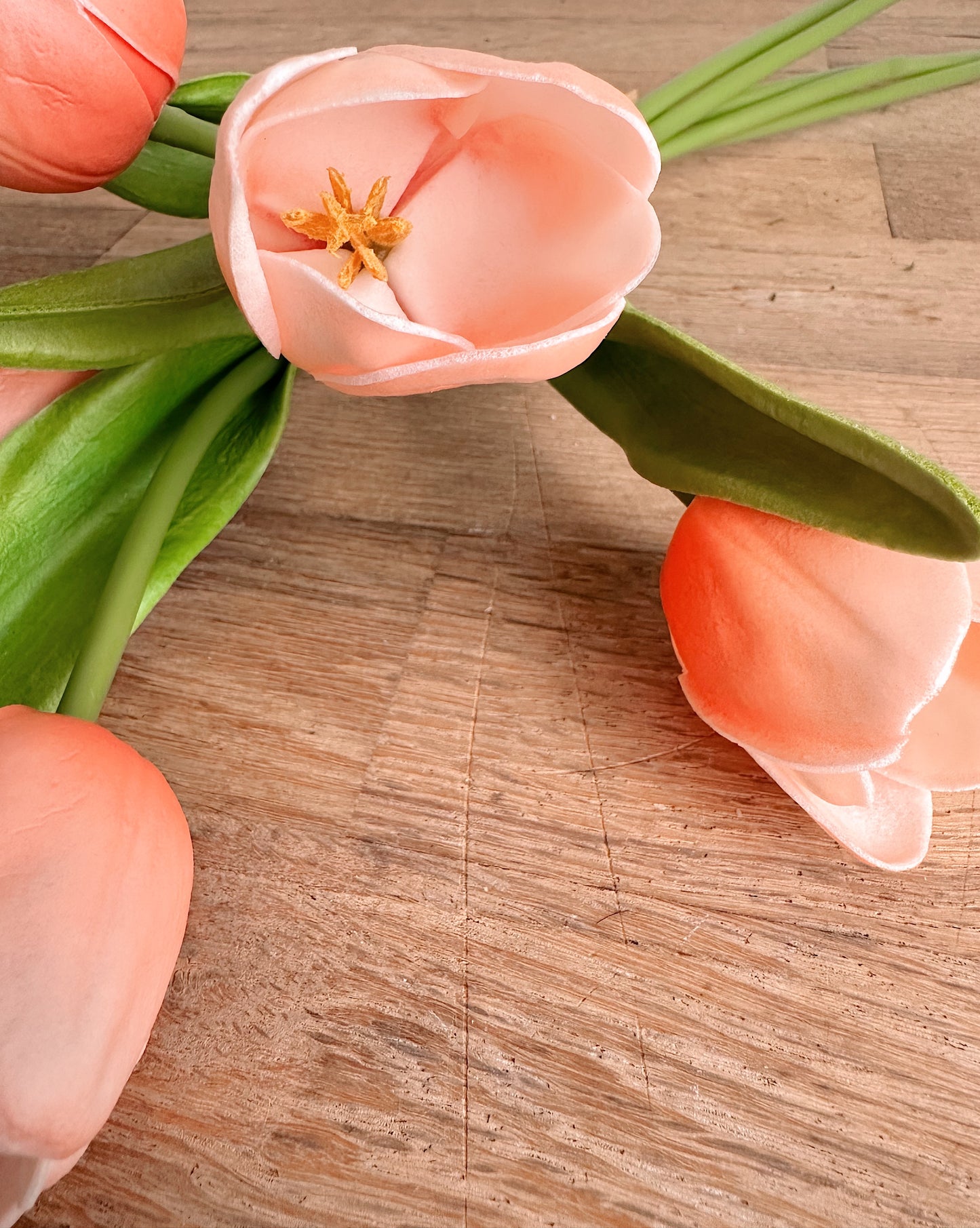 Real Touch Peach Coral Open Tulip Bundle