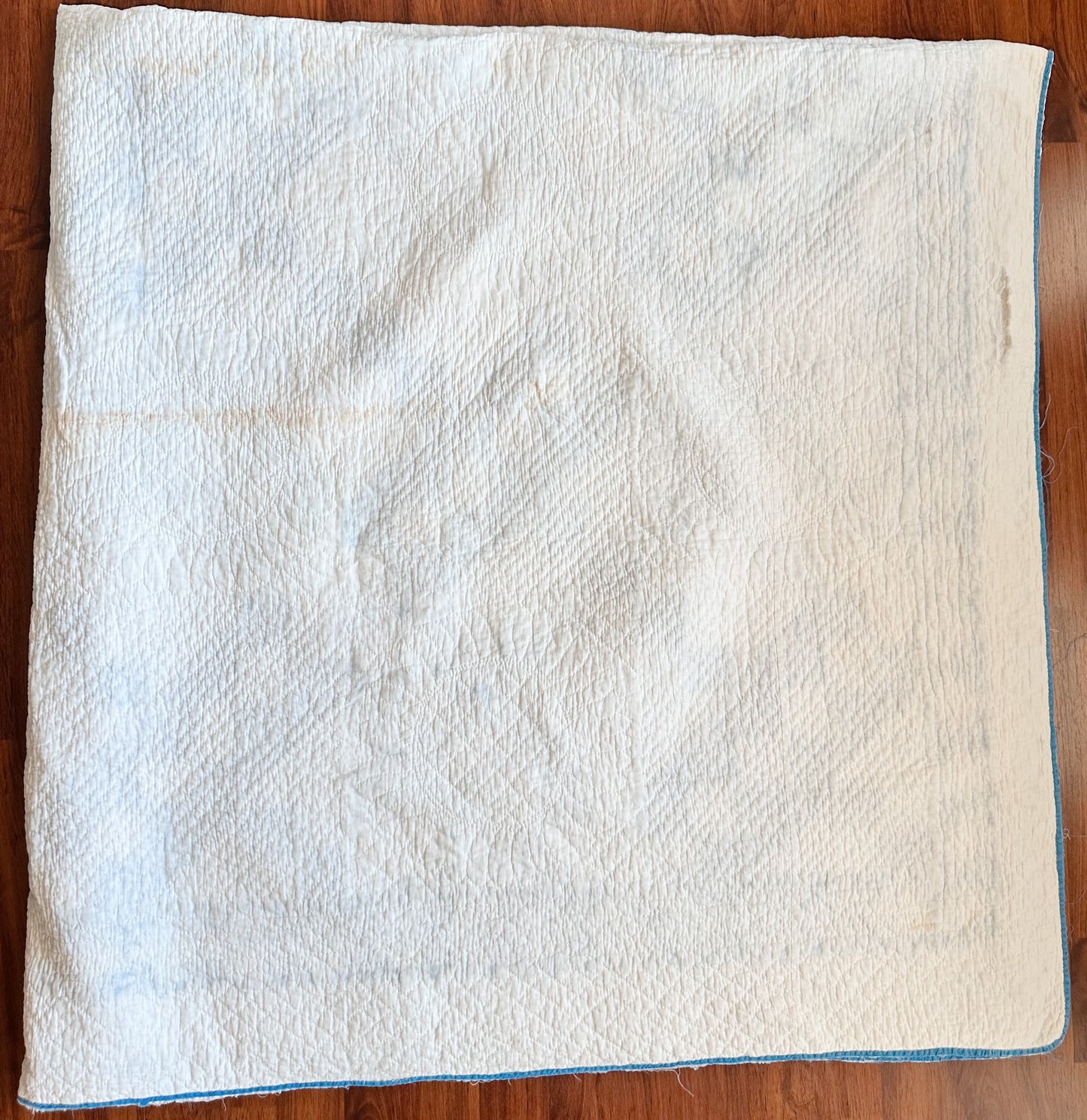 Antique Blue & White Roman Stripe Quilt, Hand Pieced & Hand Quilted