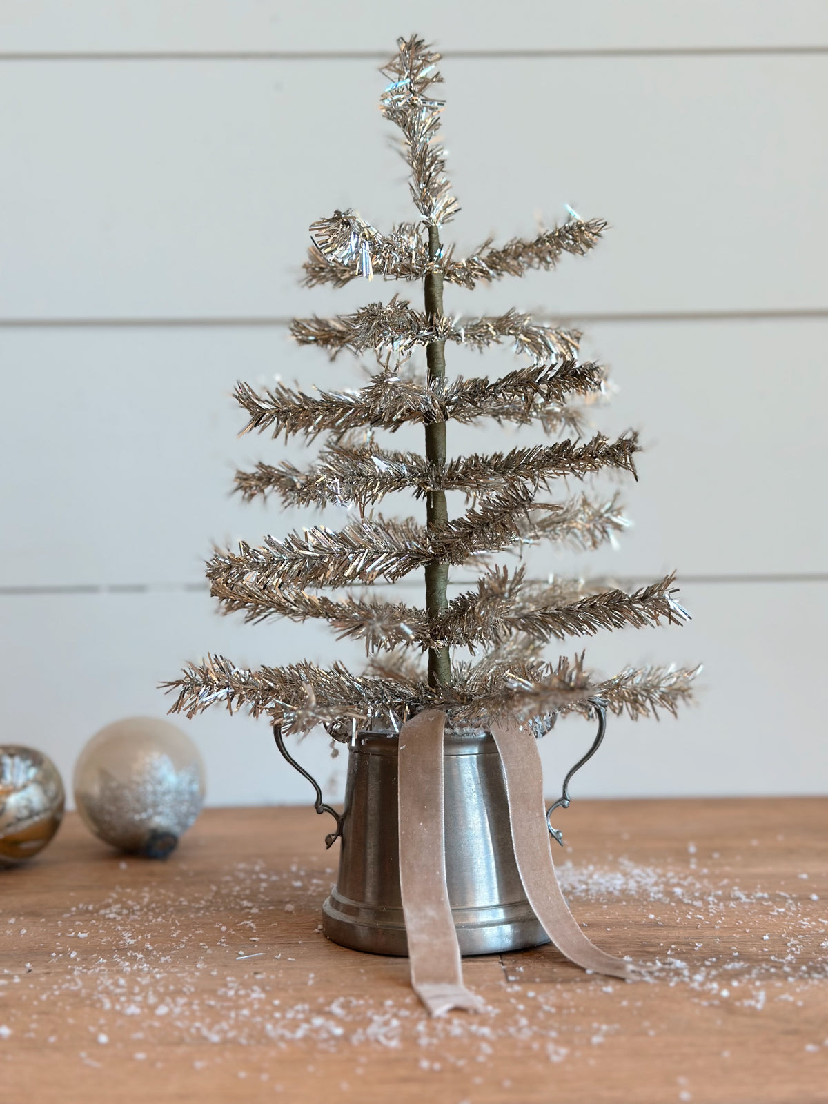 Vintage Pewter Sugar Pot Tinsel Tree