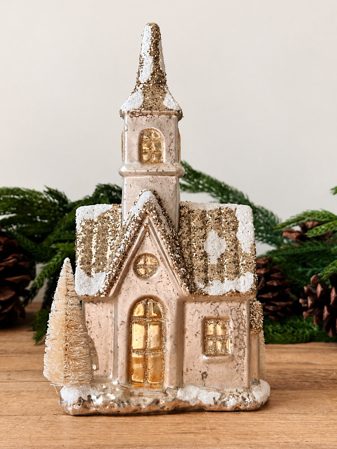 Sparkling Mercury Glass Light Up Houses