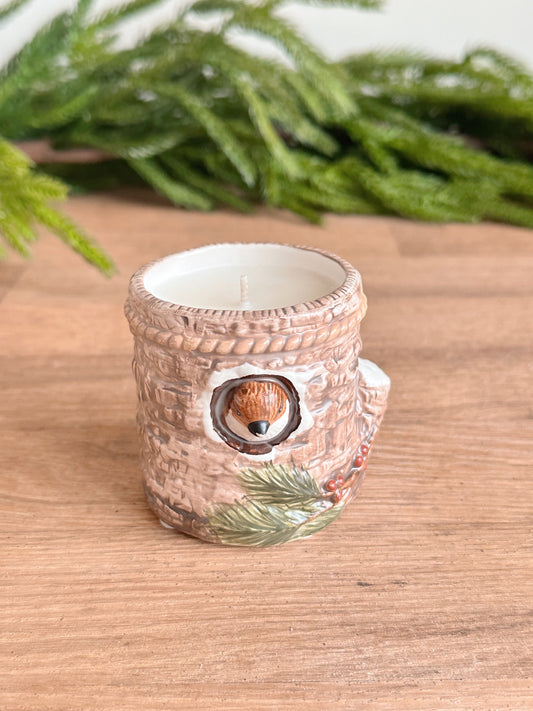 Hand Poured Gingerbread Cookie Candle in a Found Bird Vessel