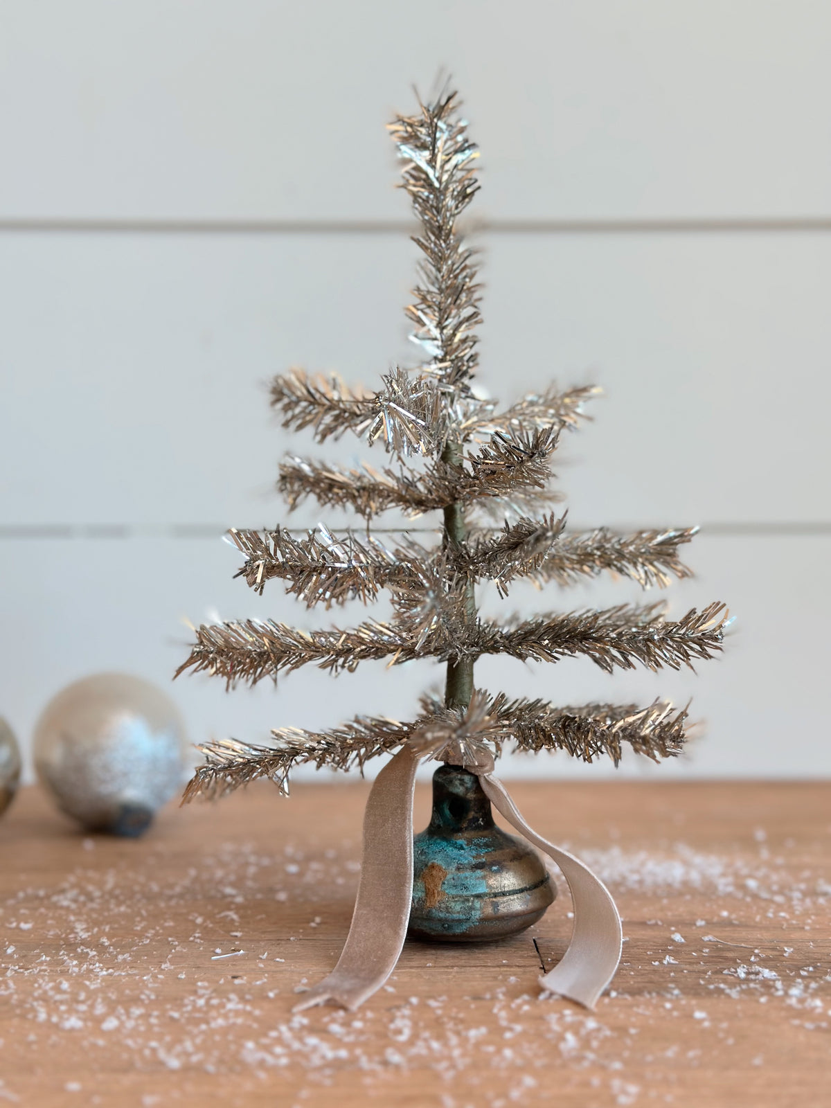 Vintage Brass Knob Tinsel Tree