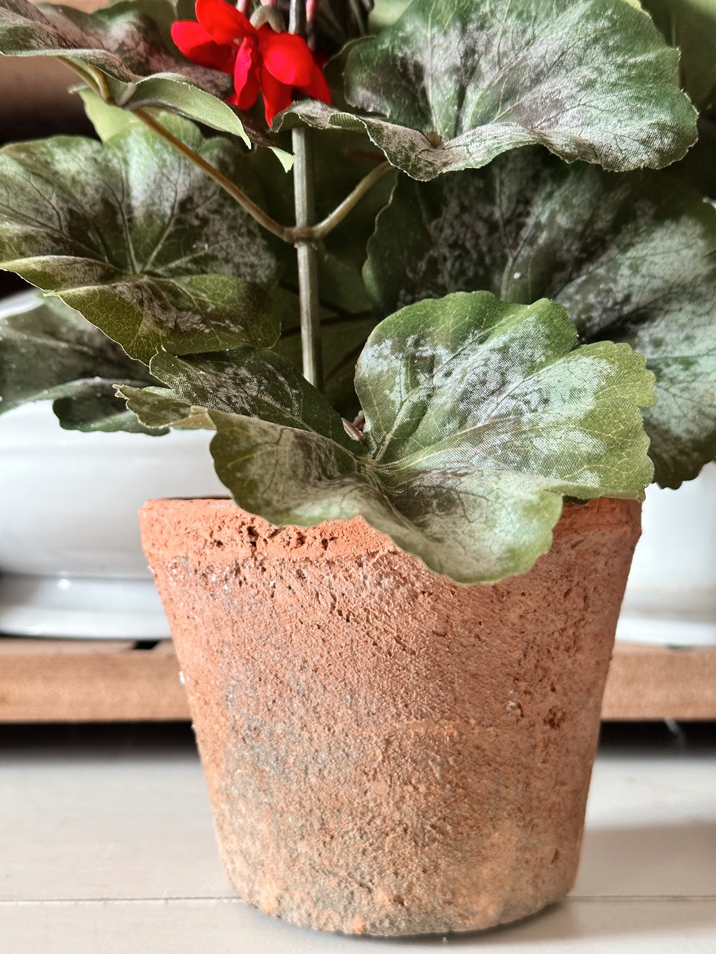 Potted Faux Red Geraniums
