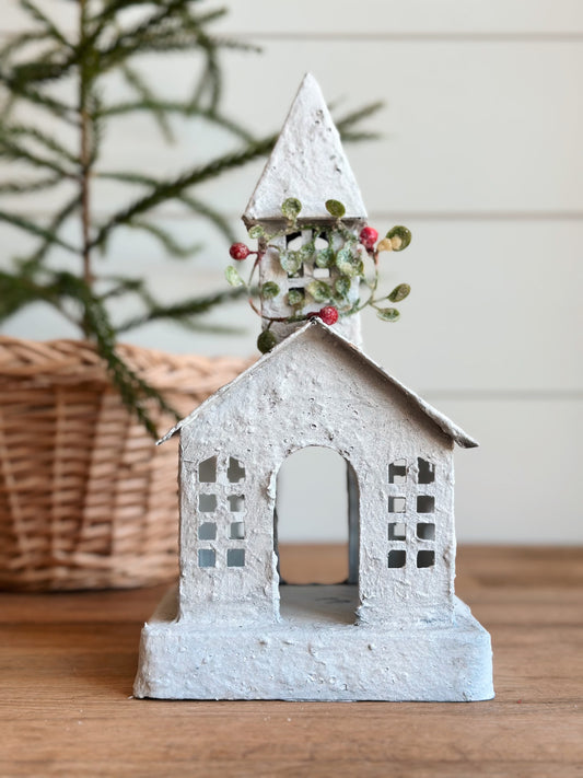 Snowy Church Luminary