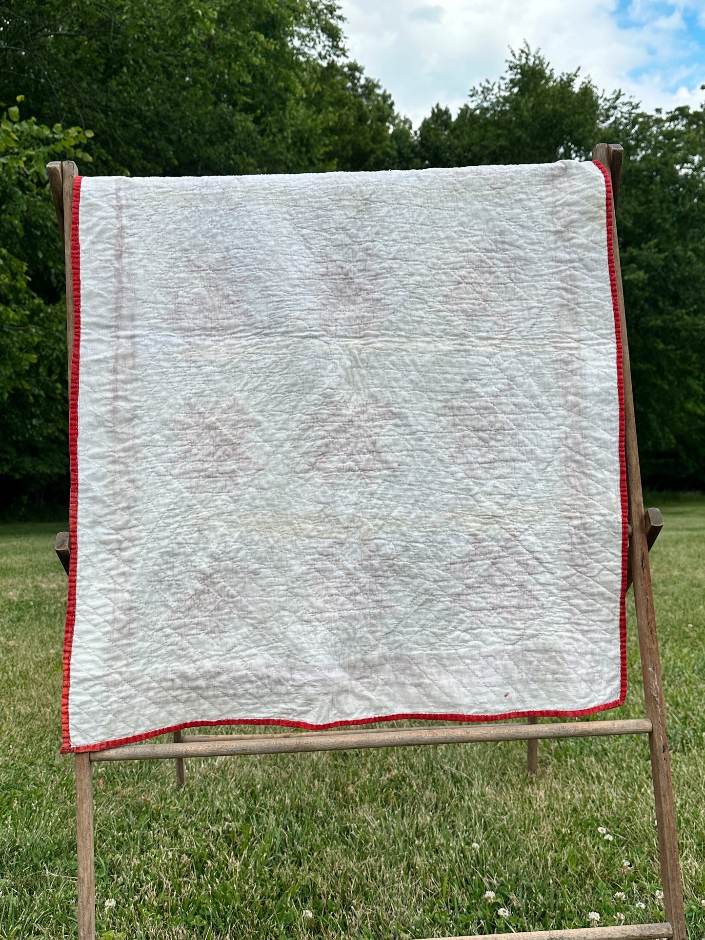 Vintage Red & White Ohio Star Lap Quilt