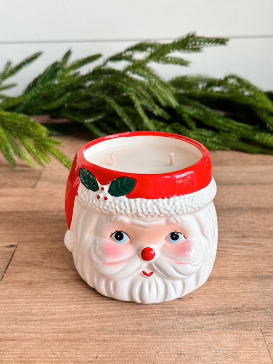 Hand Poured Gingerbread Cookie Candle in a Vintage Santa Vessel