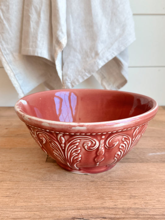 Vintage Rose Colored Stoneware Bowl