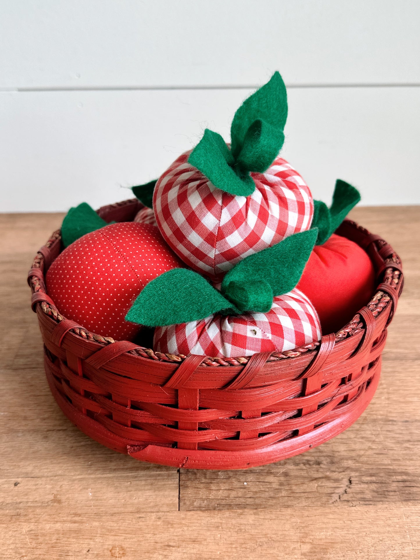 Vintage Lazy Susan Basket & Handmade Apples