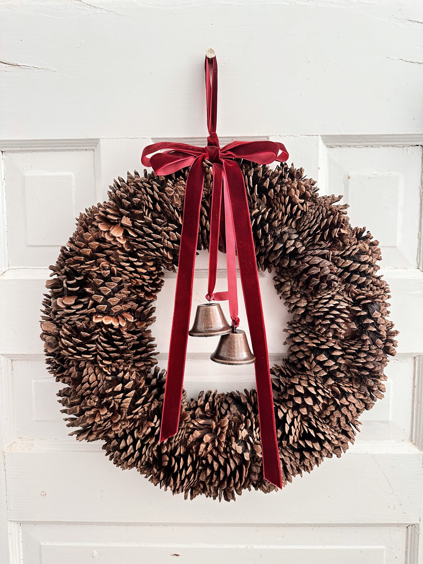 Pinecone Wreath with Bells (large)