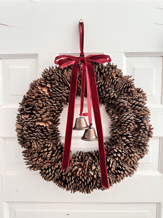 Pinecone Wreath with Bells (large)