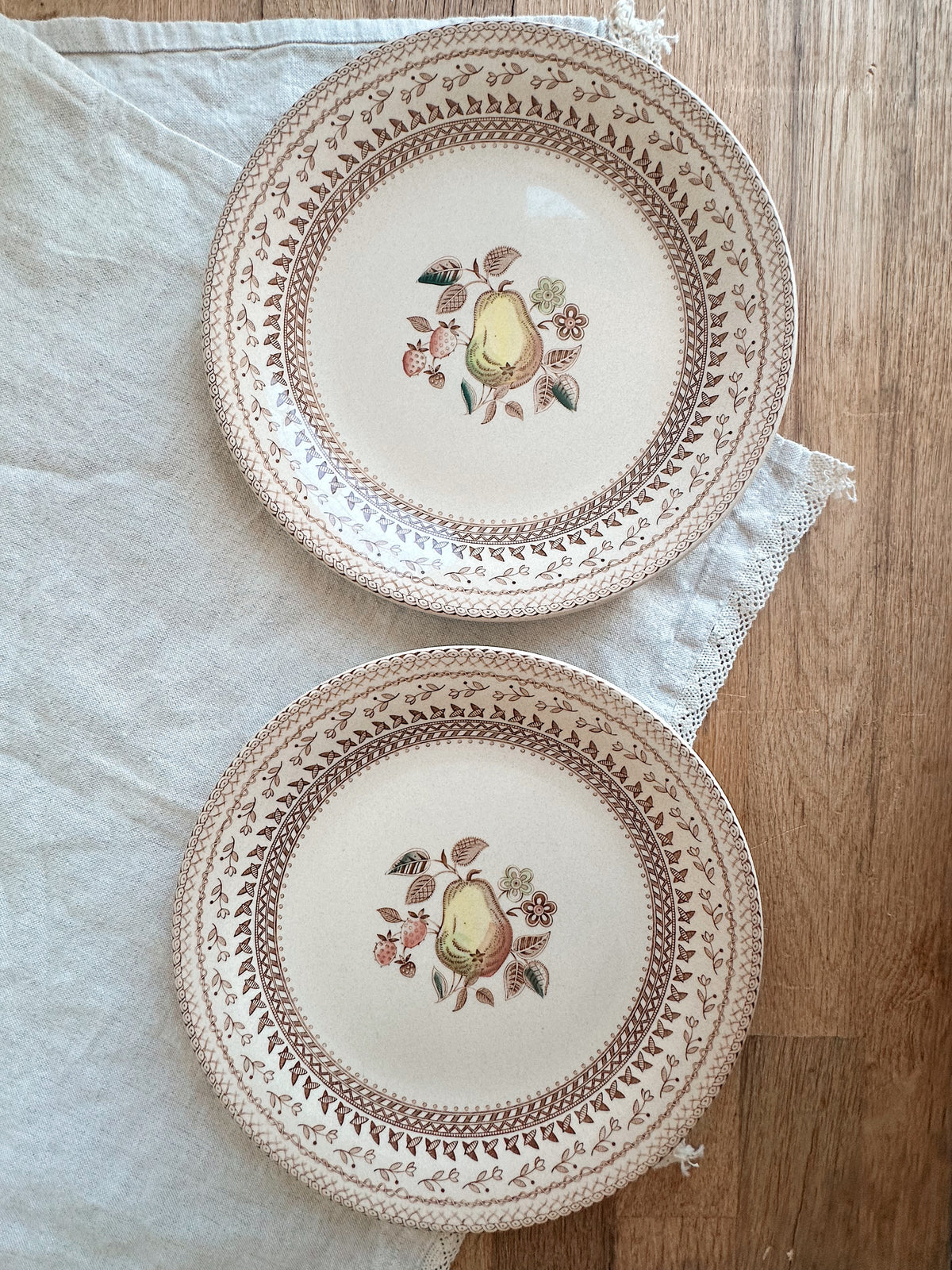 Pair of Vintage Johnson Bros “Fruit Sampler” Dinner Plates